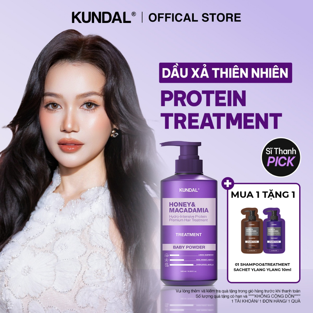 [MỚI] Dầu Xả KUNDAL Honey & Macadamia Protein Treatment Phục Hồi Tóc Hư Tổn Giảm Gãy Rụng 500ml