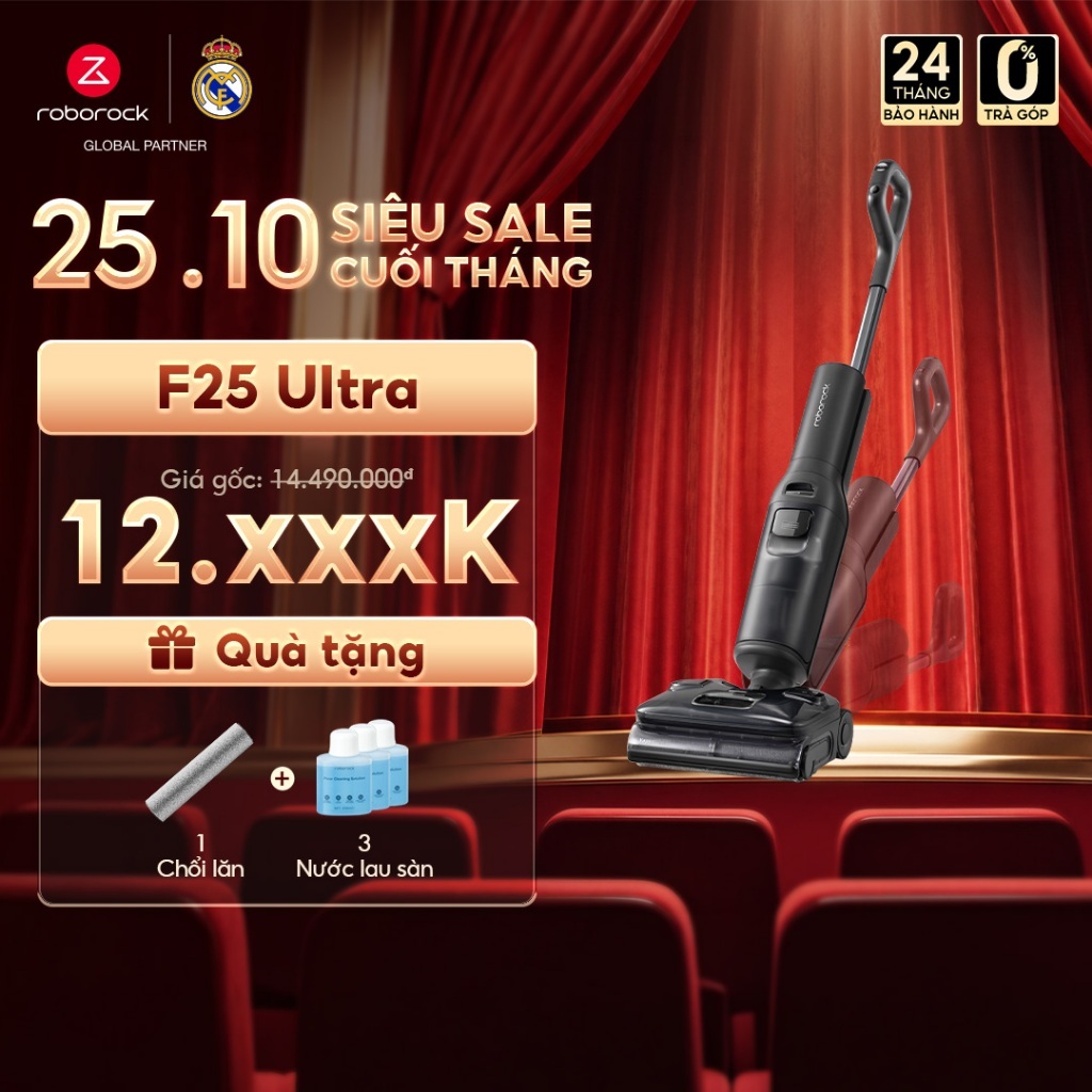 Roborock F25 Ultra máy hút bụi lau nhà hơi nước nóng | Lực hút 22000pa | Bảo hành 24 tháng