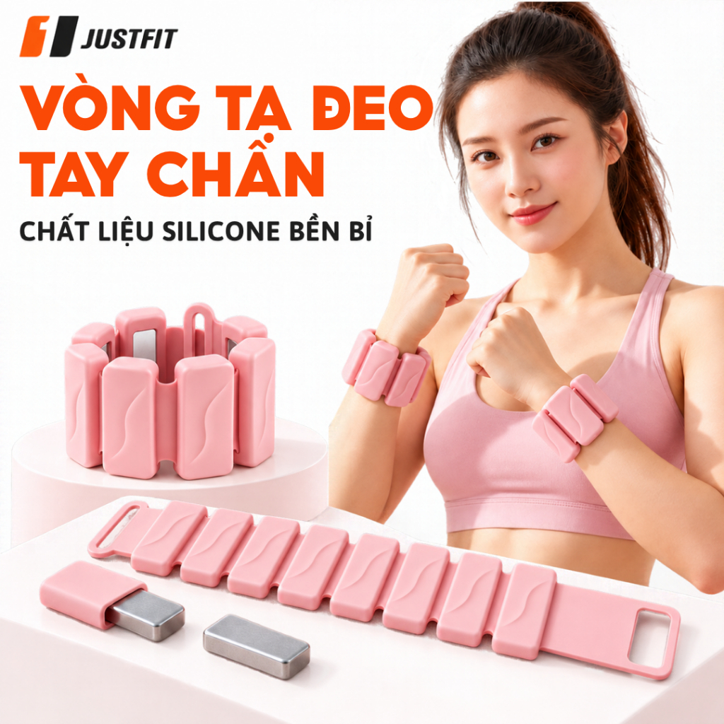 Vòng Tạ Đeo Tay Chân JUSTFIT Silicone Tăng Trọng Lượng Tập Yoga Pilates Đi Bộ Chạy Bộ