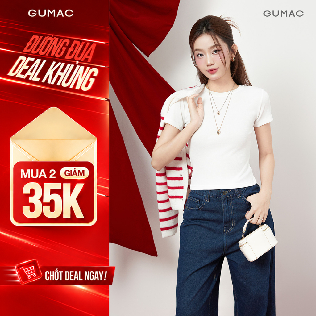 Áo Thun Trơn Babytee GUMAC Cổ Tròn Form Ôm Nhiều Màu Chất Thun Gân Co Giãn Siêu Tôn Dáng LATE0602