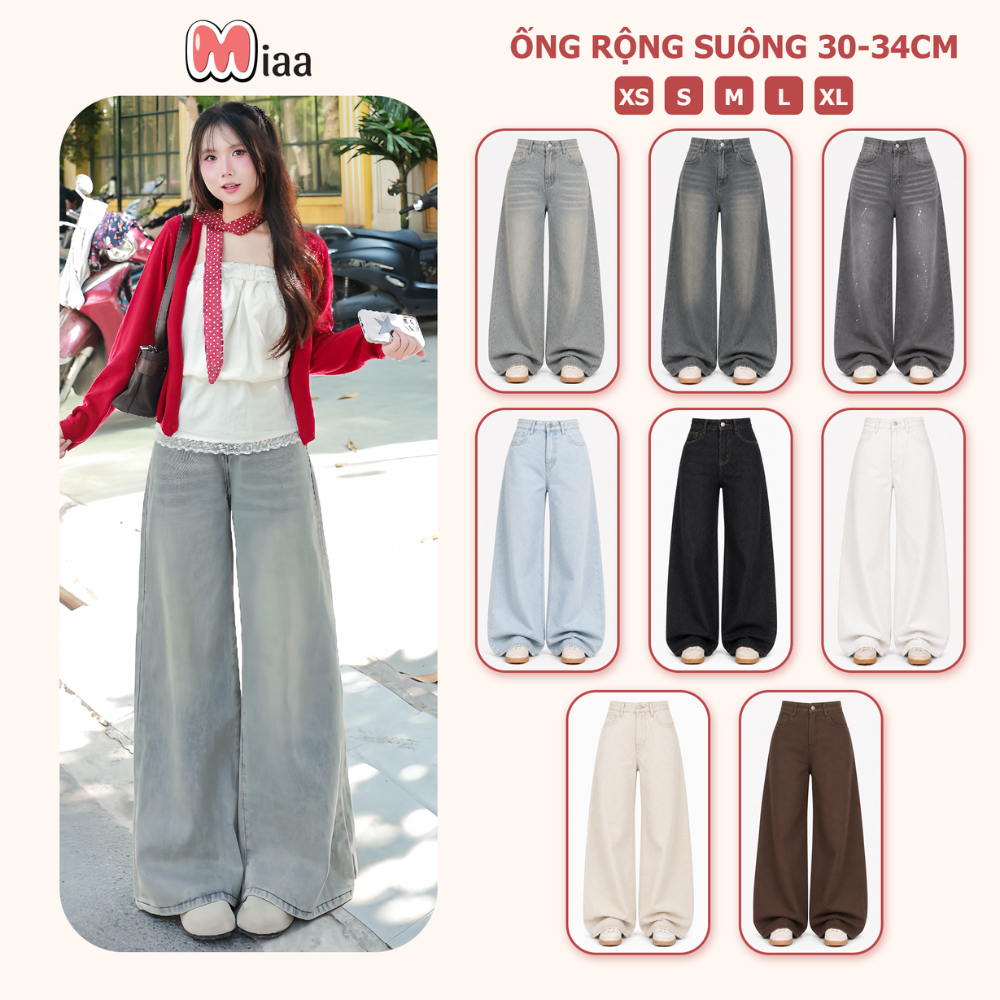 Quần Jean Ống Rộng Suông Basic MIAA Ống  30-33cm Dễ Mix Đồ Năng Động,Quần Jean Ver.3 Dài chất liệu Denim form nam nữ