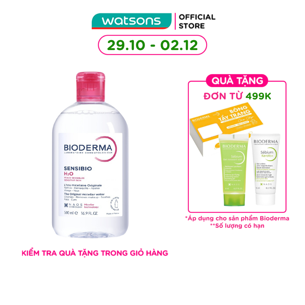 Nước Tẩy Trang Dành Cho Da Nhạy Cảm Bioderma Sensibio H20 500ml