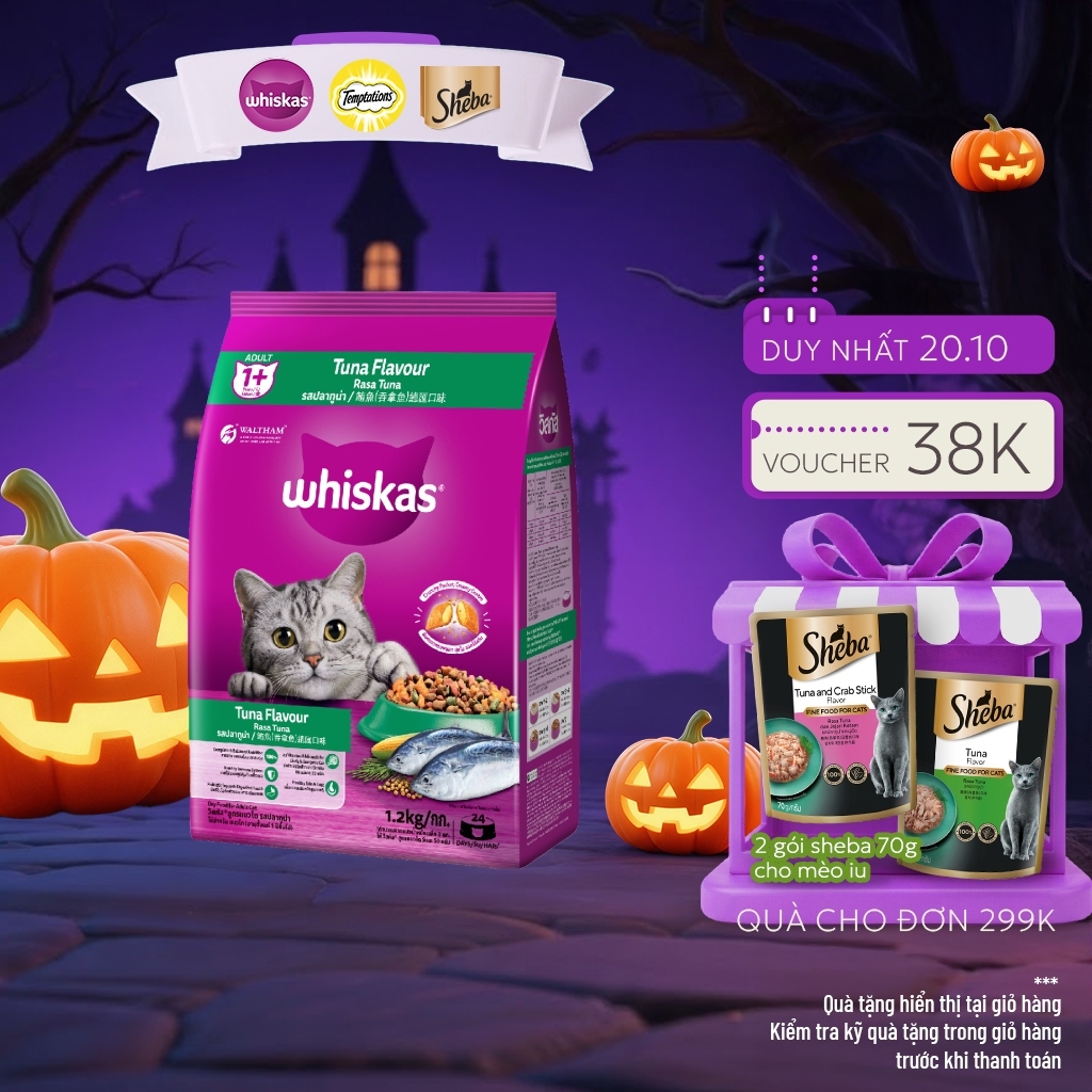 Thức ăn dạng hạt khô cho mèo lớn WHISKAS - 1.2 kg