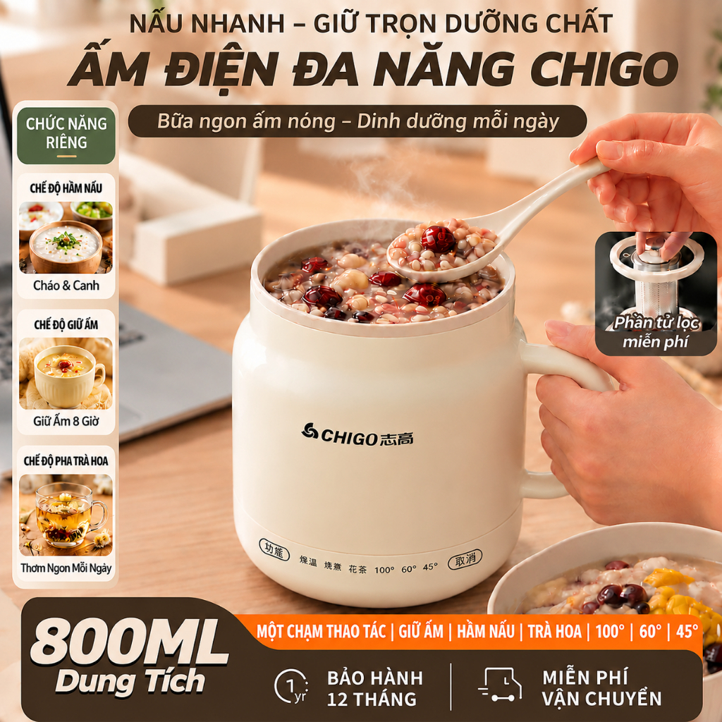 [HỎA TỐC] Ấm Đun Siêu Tốc Đa Năng, Nồi Phủ Gốm Chống Dính, Nấu Cháo, Nấu Lẩu, Giữ Ấm,Pha Trà, Di Động