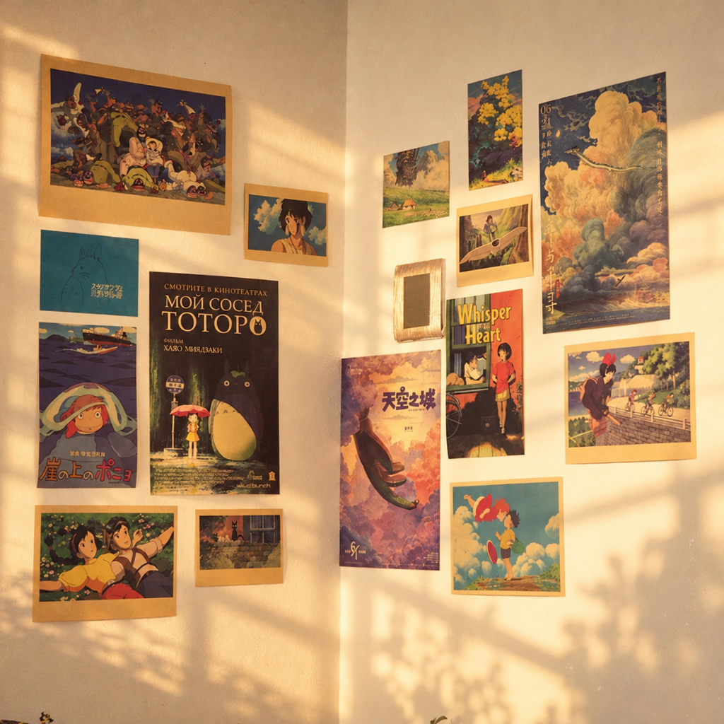 Poster Hayao Miyazaki Anime, Áp phích Ghibli Studio Phong Cách Retro Dán Tường Phòng Trang Trí Tường