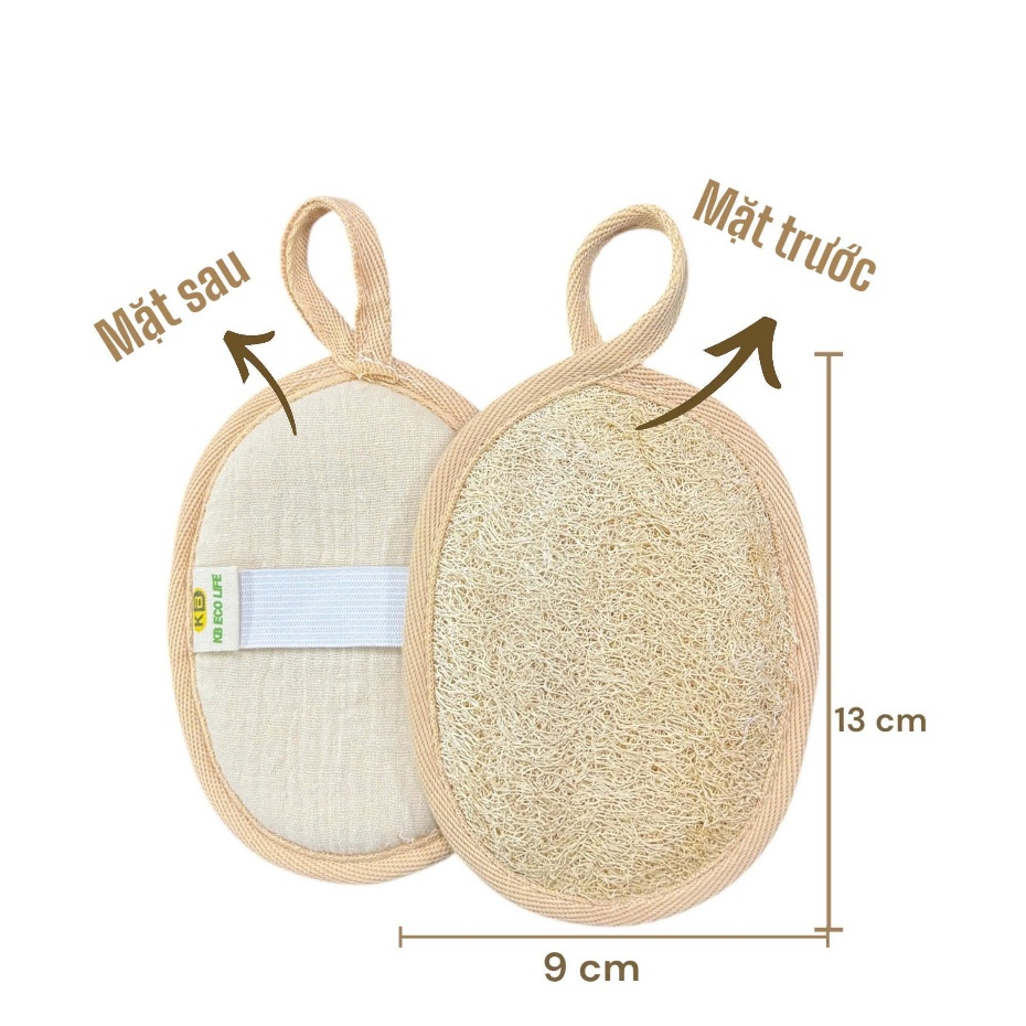 Bông Tắm Xơ Mướp Tự Nhiên KB Ecolife Organic Size 9cm x13cm Massage Chăm Sóc Da Tẩy Tế Bào Chết