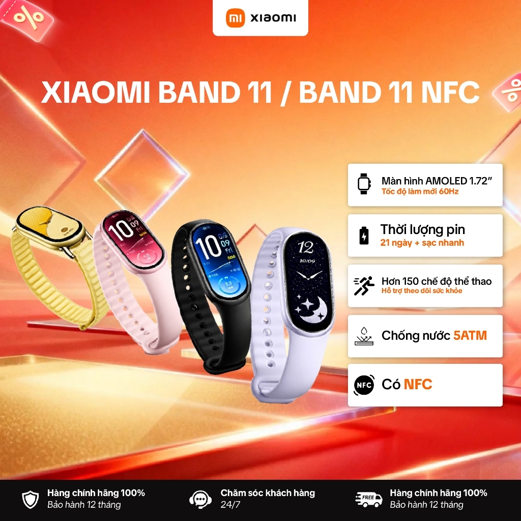 Vòng Đeo Tay Thông Minh Xiaomi Mi Smart Band 11 / AMOLED 1.47" / Chống Nước 5ATM – Phiên Bản Quốc Tế, Bảo Hành 12 Tháng