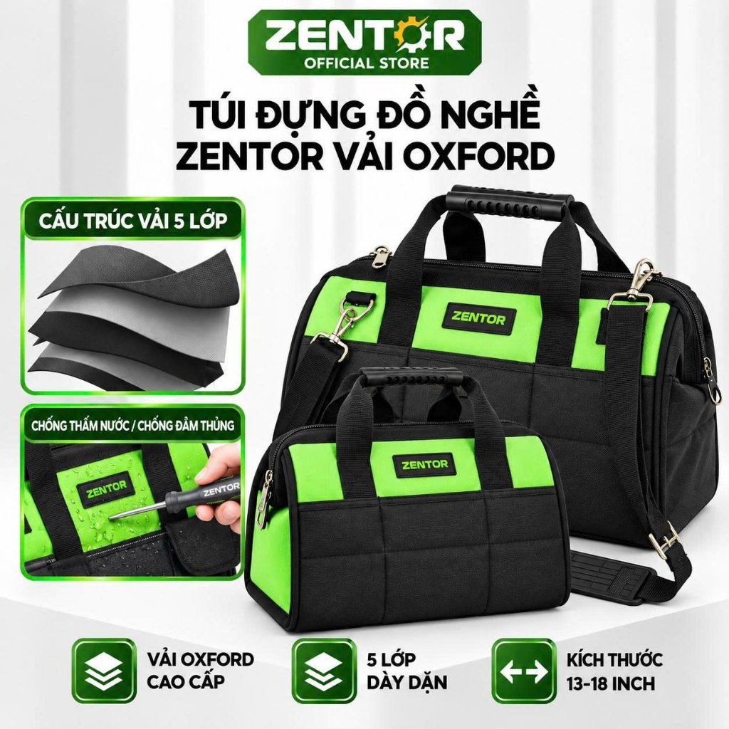 Túi Đựng Đồ Nghề Dụng Cụ Sửa Chữa Zentor Chất Liệu Vải Oxford Chống Thấm Nước Thiết Kế Ngăn Chứa Rộng Rãi