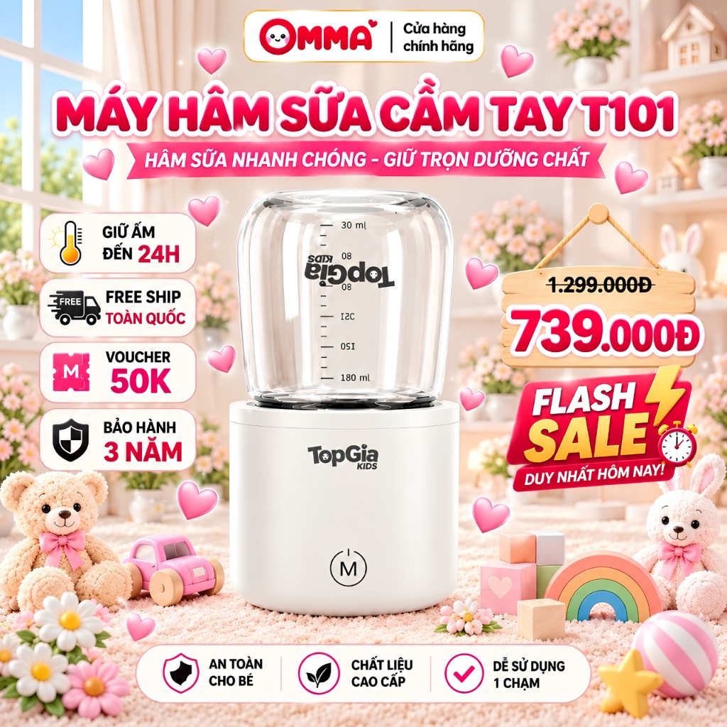 [🔥 ƯU ĐÃI ĐỘC QUYỀN 🔥] Máy hâm sữa di động cầm tay T1-01 Topgiakids máy hâm cao cấp kèm 4 cổ nối tiện lợi bảo hành 3 năm