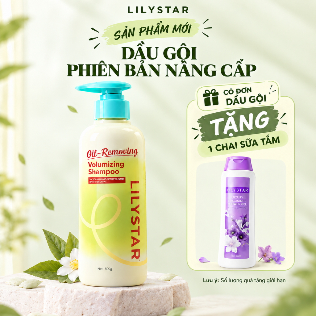 Dầu Gội Lilystar Giúp Ngăn Ngừa Rụng, Kiểm Soát Dầu Tốt, Tạo Độ Phồng Cho Tóc Phiên Bản Mới 500g