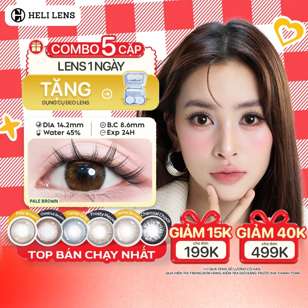 [10 Chiếc] Kính Áp Tròng Heli Lens 1 Ngày 6 Màu BEST SELLER 0 - 8 Độ Trendy Hạn Chế UV Êm Nhẹ Mát