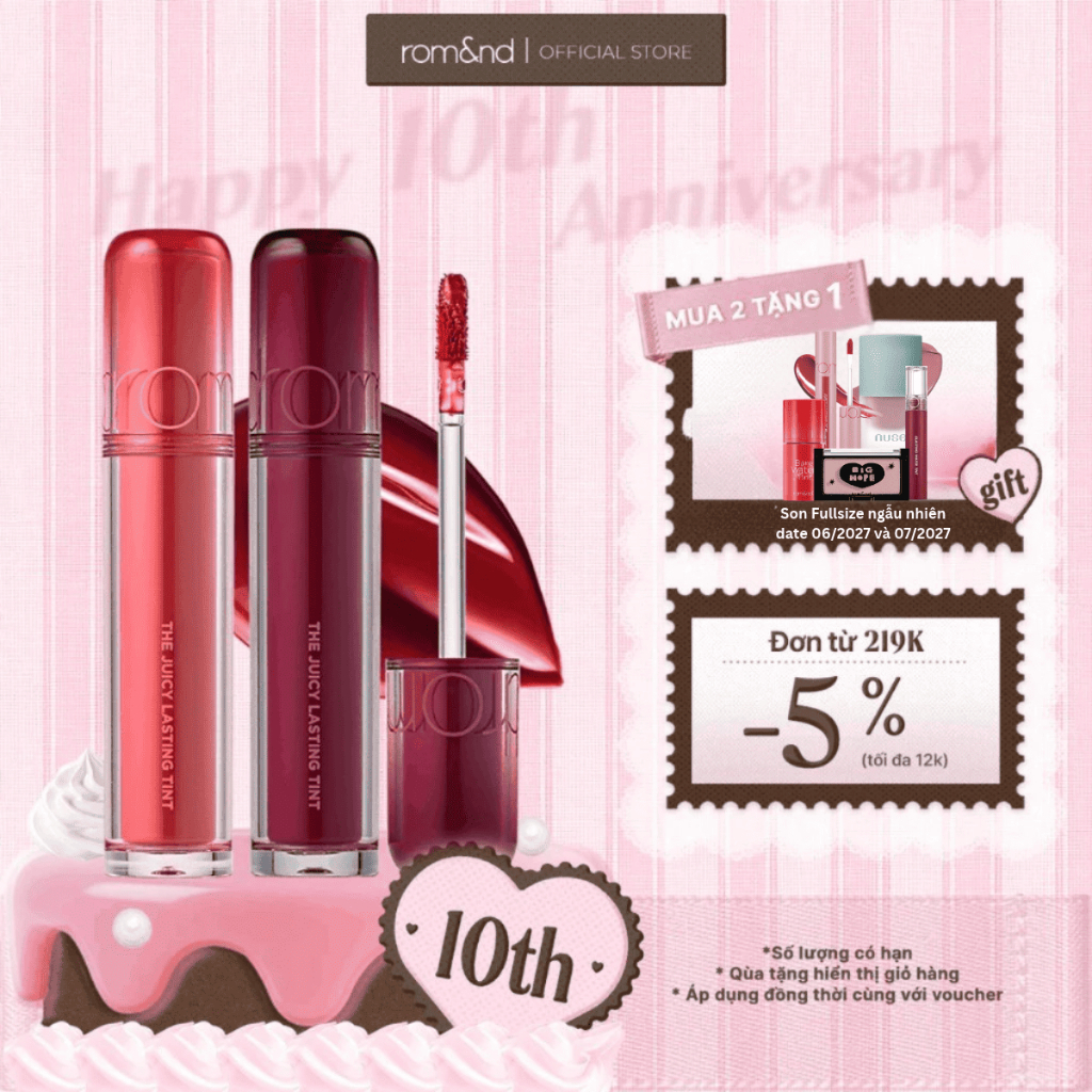 [Rom&nd] Son Tint lì cho môi căng mọng ROMAND THE JUICY LASTING TINT