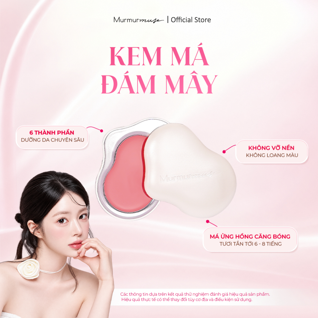 Kem Má Đám Mây MURMURMUSE Chứa Dưỡng Chất Làm Da Căng Bóng, Glowy Thiết Kế Nắp Trượt Tiện Lợi 2.2g