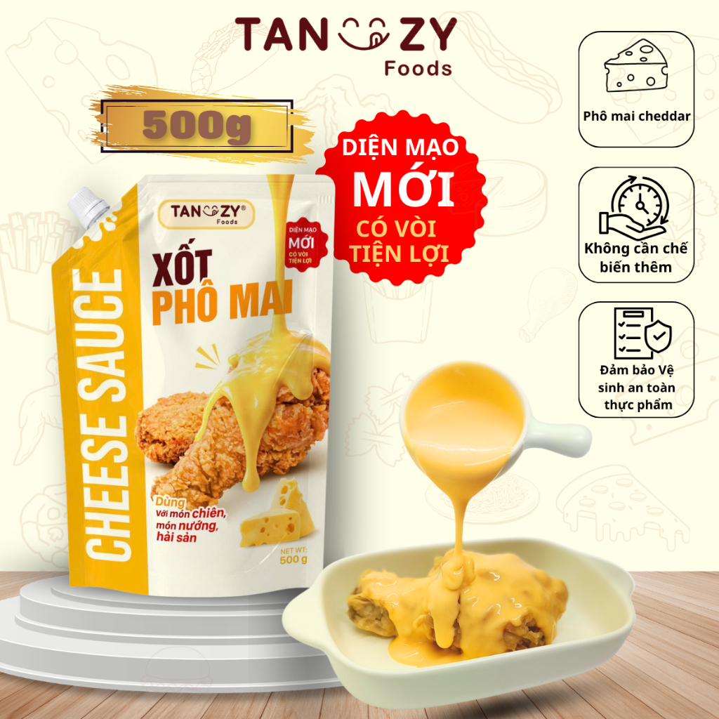 Xốt Phô Mai Tanzy Foods 500g chấm gà rán đồ chiên , mì trộn , hải sản , đồ nướng , BBQ
