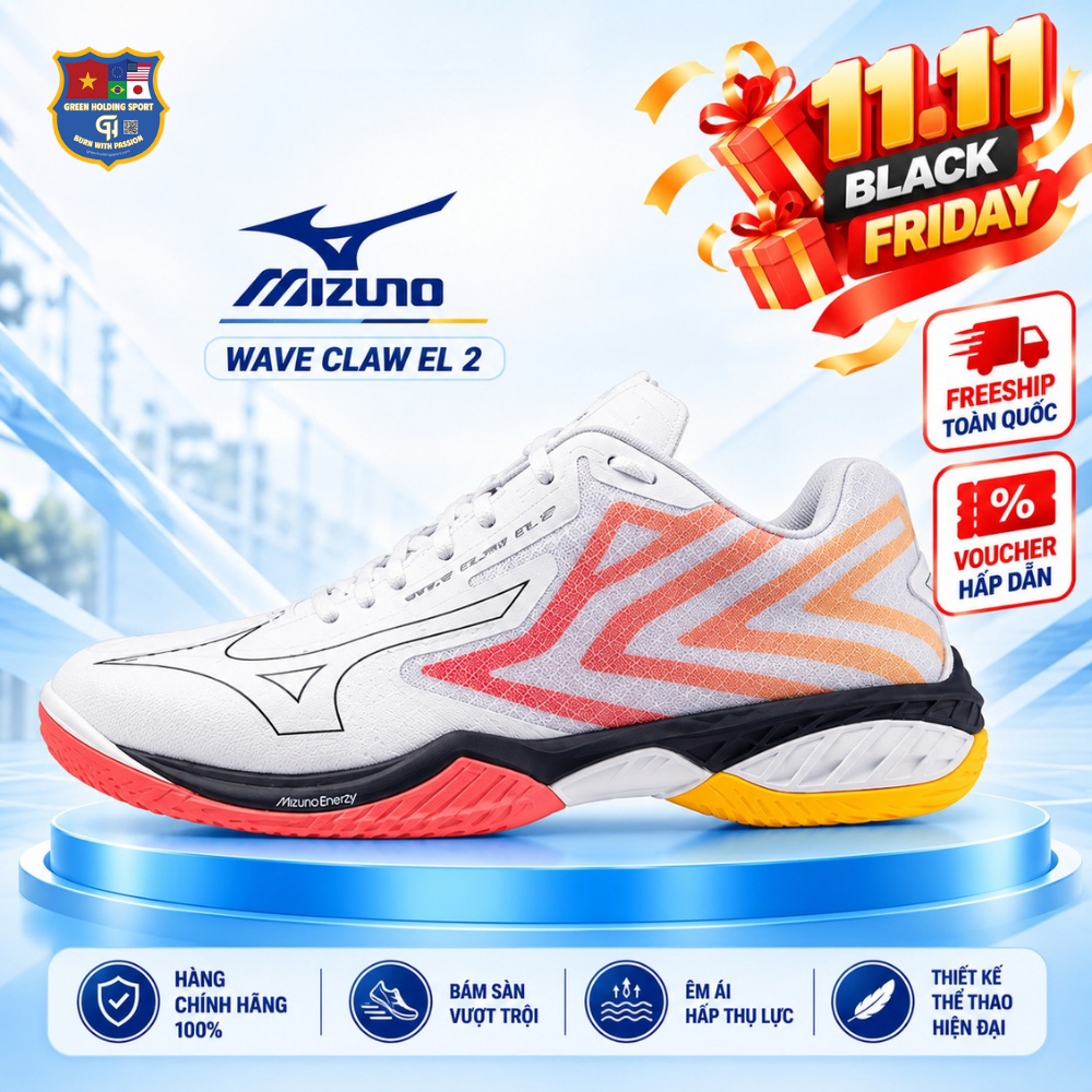 Giày Cầu Lông Mizuno Wave Claw EL 2 Chính Hãng – Thiết Kế Nhẹ, Tăng Tốc Độ Phản Xạ Khi Thi Đấu