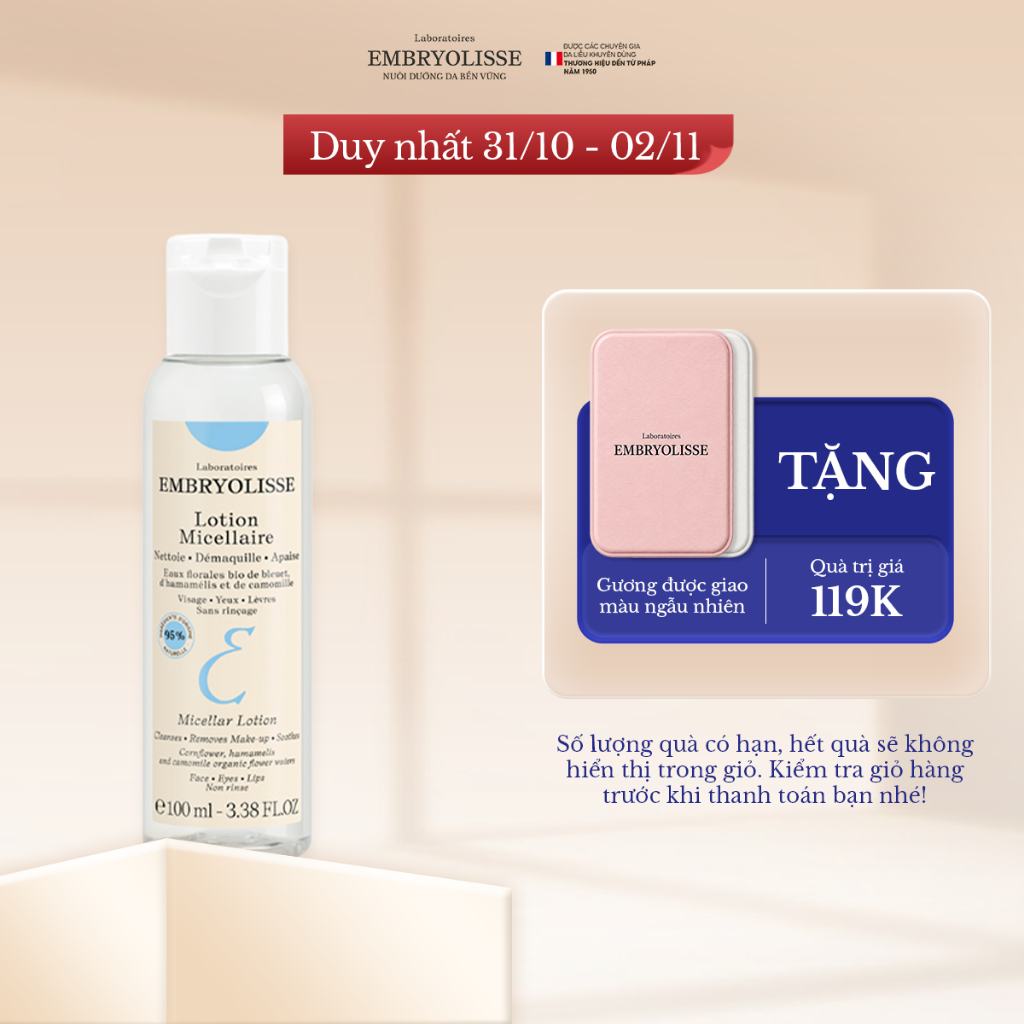 [DATE: 9/2027] Nước Tẩy Trang Cây Phỉ Embryolisse Micellaire Lotion 100ml