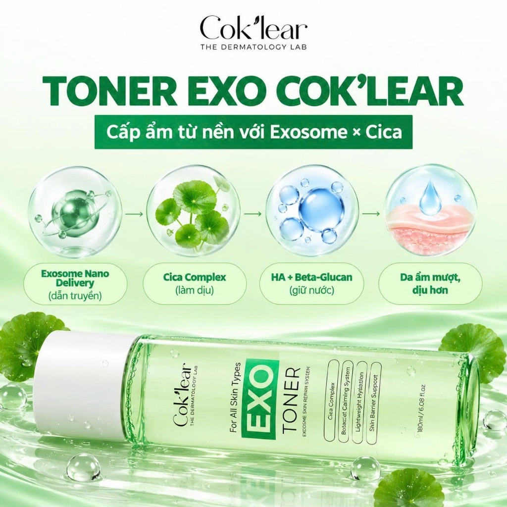 Product image TONER EXO COK’LEAR CẤP ẨM,LÀM DỊU NUÔI DƯỠNG LÀN DA KHỎE VỚI EXOSOME × CICA 180ml 3