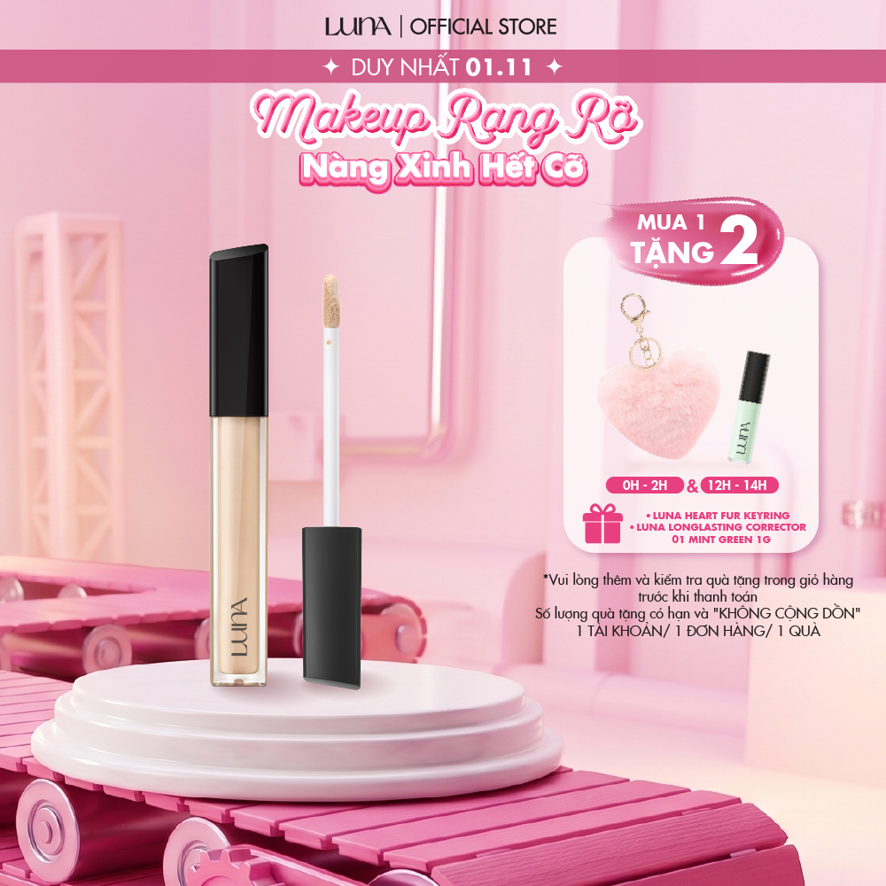 Kem che khuyết điểm lâu trôi Luna LongLasting Tip Concealer Cover-Fit hoàn hảo tự nhiên 7.5g