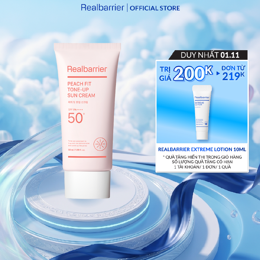 Kem chống nắng nâng tông Real Barrier Peach Fit Tone-Up Sun Cream SPF50+ PA++++ 50ml