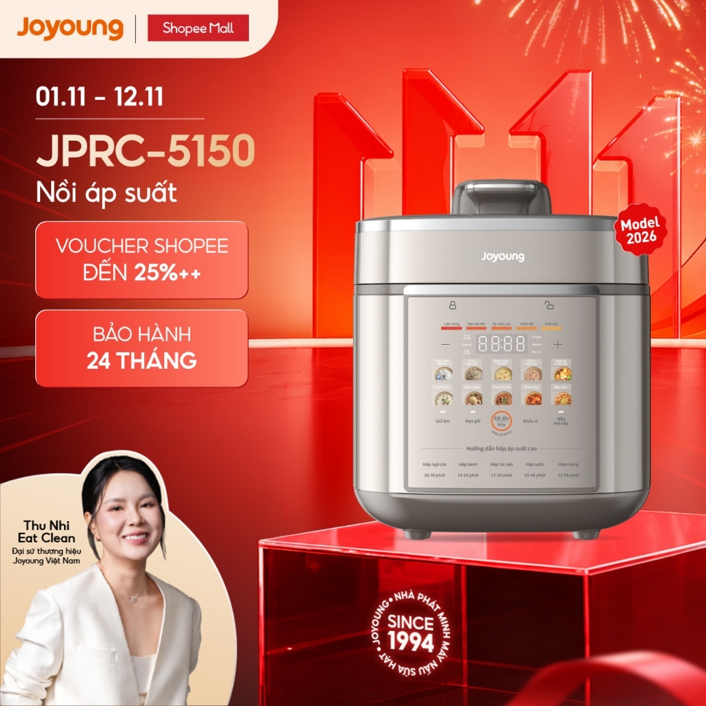 Nồi áp suất điện tử Joyoung JPRC-5150 | Dung tích 5L (nấu cơm 1.8L) | Công suất 900W