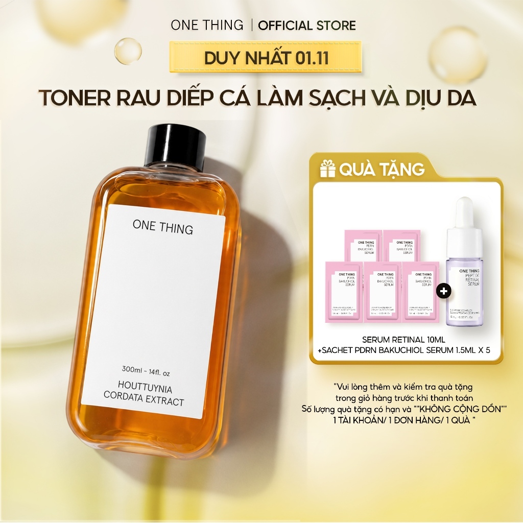 [2 dung tích] Toner rau diếp cá cấp ẩm làm sạch dịu da ONE THING Houttuynia Cordata Extract Toner (150ml/300ml)