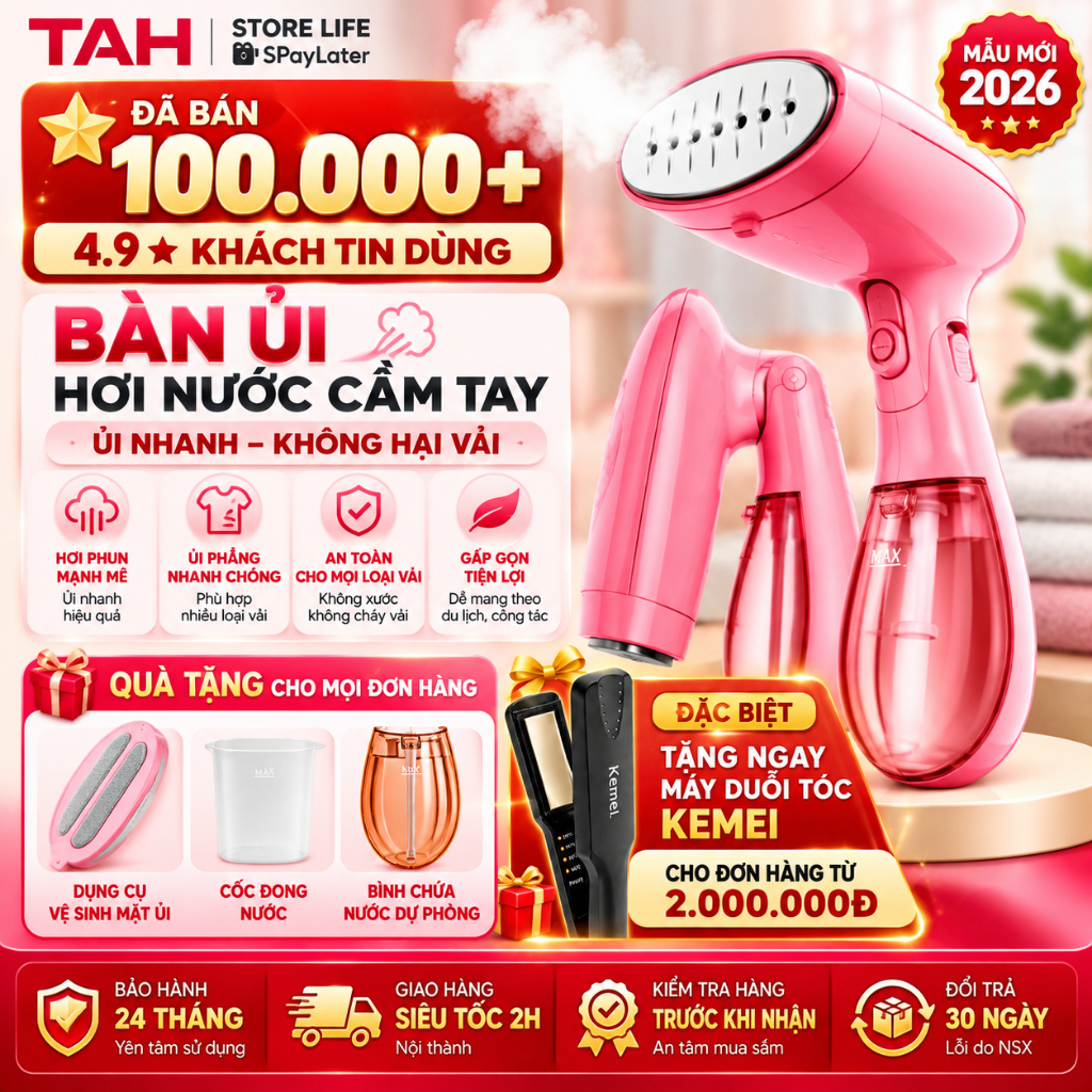 Bàn Ủi Hơi Nước Cầm Tay Gấp Gọn Công Suất 1550W Phun Hơi Hiệu Quả Làm Phẳng Nếp Nhăn Nhanh Tiện Dụng