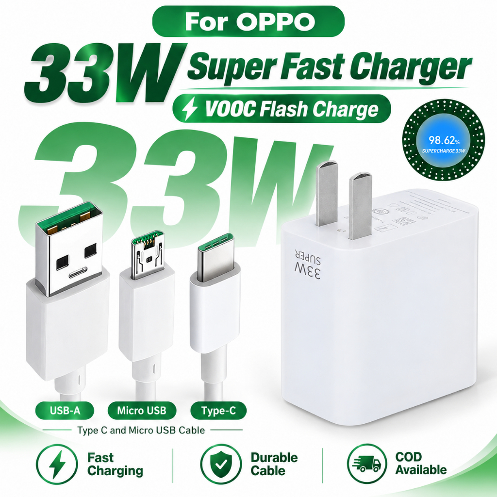 Bộ sạc nhanh SuperVOOC 33W cho OPPO Cáp Type C&Micro USB cho Find X5/X3/X2 Pro,Reno 8/7/6,Realme X50/X3/6 Pro VOOC Cable