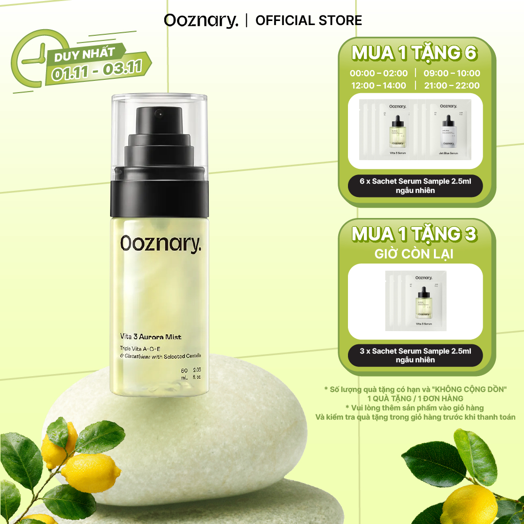 Xịt Dưỡng Cân Bằng Da Ooznary Vita 3 Ace Aurora Mist 60ml dưỡng ẩm làm sáng