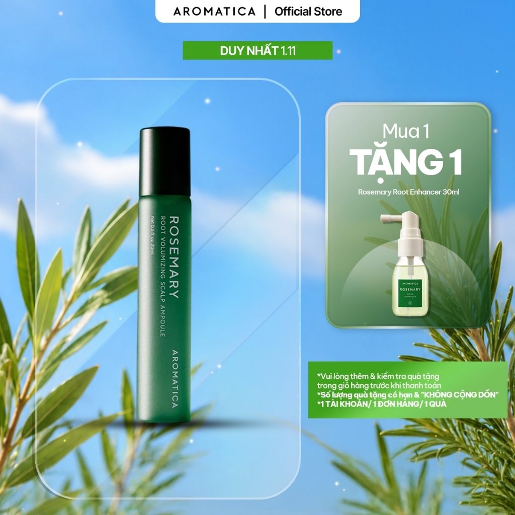 [DATE T9/2027]  Tinh Chất Dưỡng Da Đầu Giúp Giảm Rụng Tóc AROMATICA Rosemary Root Volumizing Scalp Ampoule 20ml