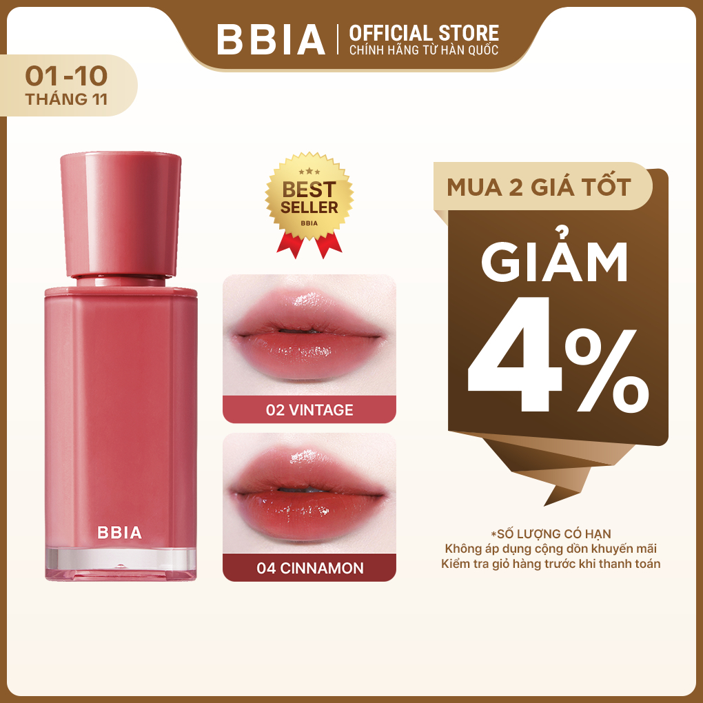 Son tint bóng căng mọng, trong trẻo BBIA Glow Tint