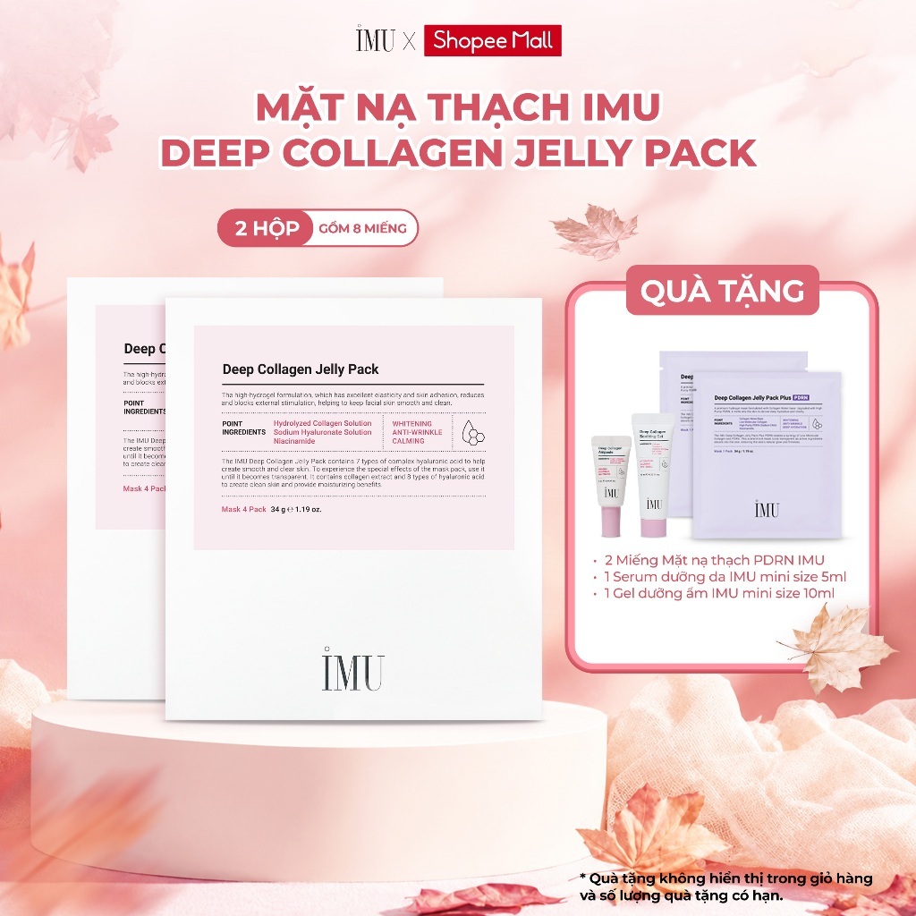 Combo 2 Hộp Mặt Nạ Thạch IMU Deep Collagen Jelly Pack Cấp Ẩm, Phục Hồi, Dưỡng Sáng, Ngừa Lão Hóa