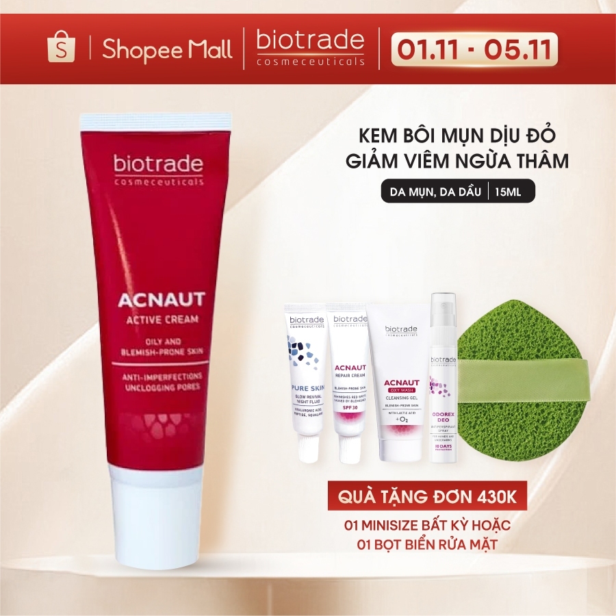 Kem chấm Mụn Biotrade Acnaut Active Cream giảm đỏ, mờ thâm Biotrade