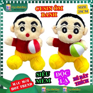 Thú Nhồi Bông Shin Cậu Bé Bút Chì Size 25cm Ôm Banh - Cusin SIêu Hot Làm Quà Tặng Cho Bé Yêu Đồ Chơi