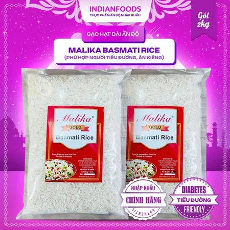Gạo hạt dài Ấn Độ MALIKA Basmati Rice, phù hợp người tiểu đường, ăn kiêng