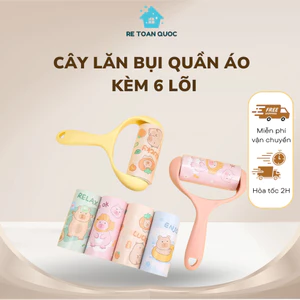 Bộ cây lăn bụi tặng kèm 6 lõi thay thế giúp vệ sinh chăn gối quần áo ,lông mèo, lông chó