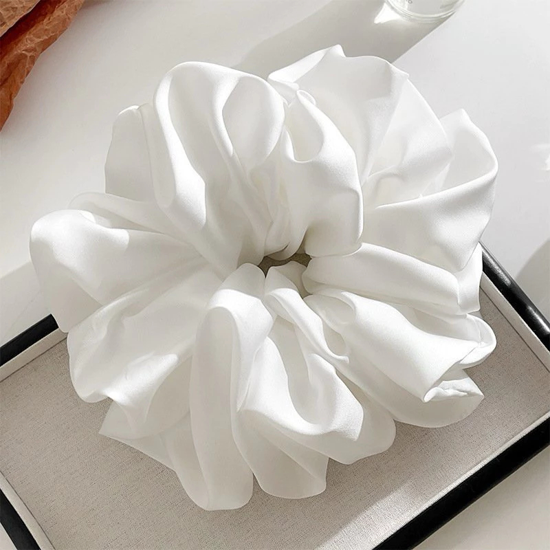 Dây Cột Tóc Scrunchies Vải Lụa Satine Bóng Size Lớn Mềm Mại Phong Cách Tiểu Thư Phụ Kiện Tóc Empoli