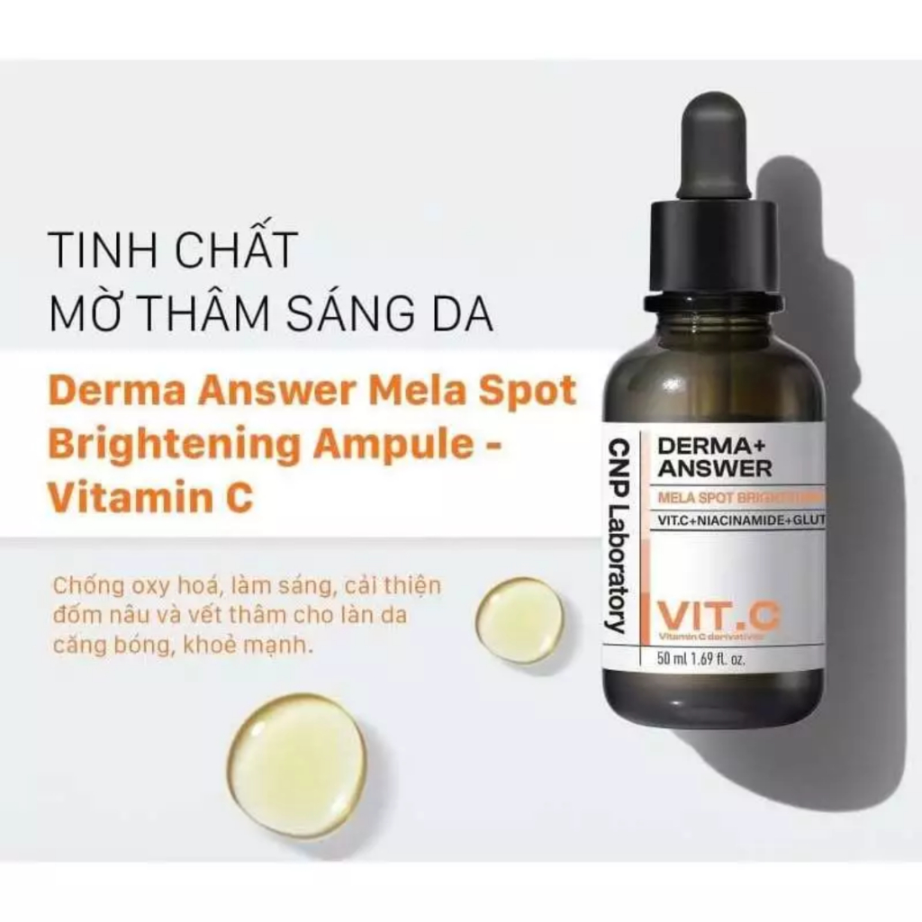 Tinh chất chứa Vitamin C làm sáng da cải thiện vết nám Derma Answer Mela Spot Brightening Ampule