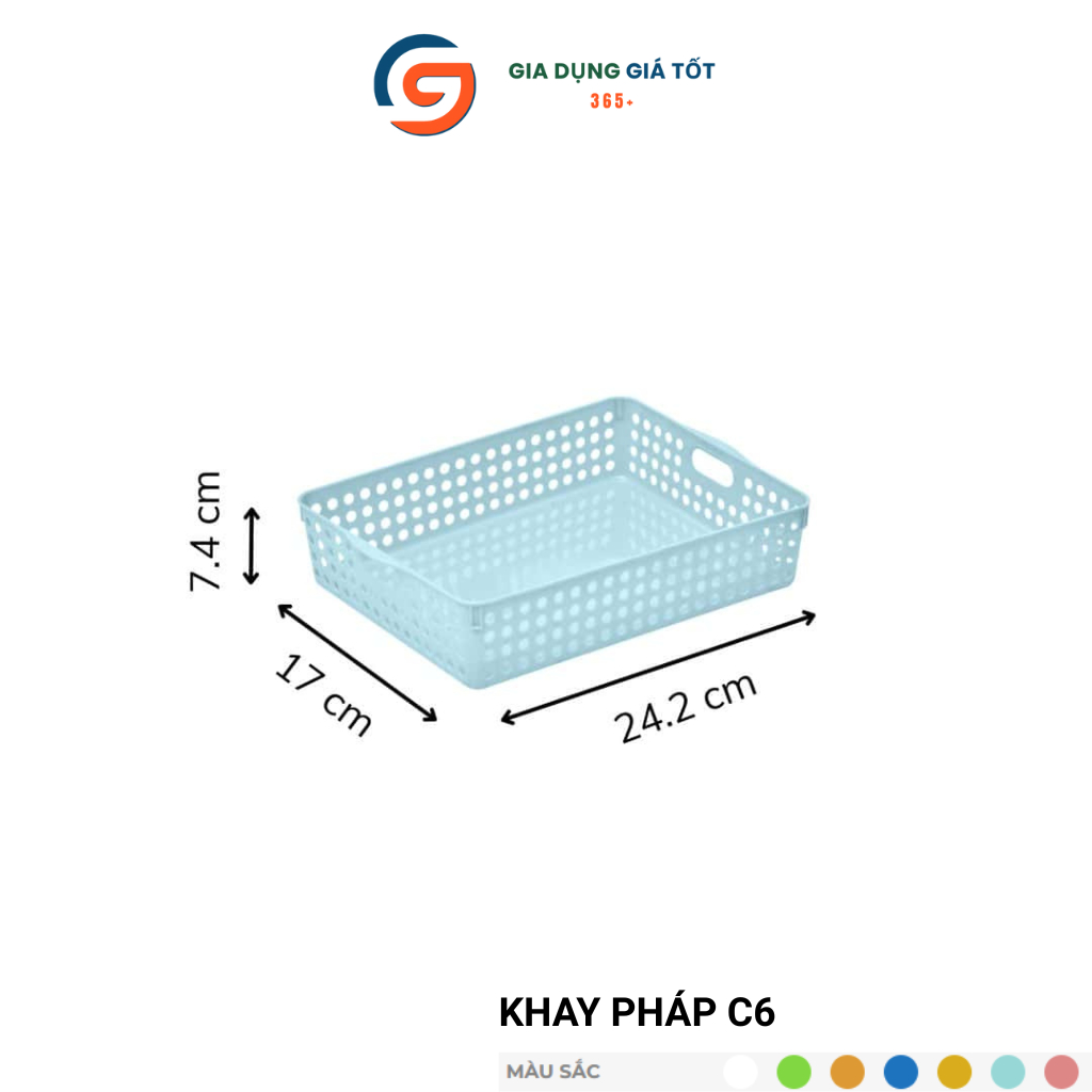 Khay nhựa chữ nhật đựng đồ đa năng - khay lỗ thoáng nhiều màu đựng mỹ phẩm, gia vị, đồ dùng học tập