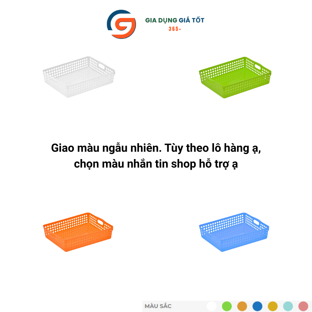 Khay nhựa chữ nhật đựng đồ đa năng - khay lỗ thoáng nhiều màu đựng mỹ phẩm, gia vị, đồ dùng học tập