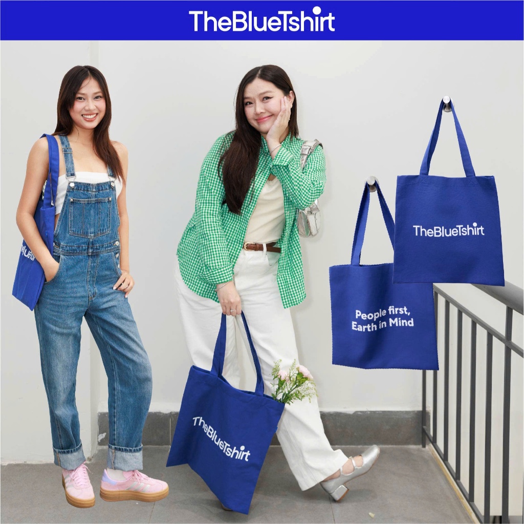 TheBlueTshirt - Túi tote vải canvas xanh đeo đa năng - People Tote