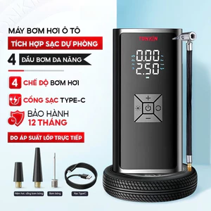 Bơm lốp ô tô tự động công suất 120W màn hình kép, động cơ siêu nạp nhập Đức mạnh mẽ và bền bỉ