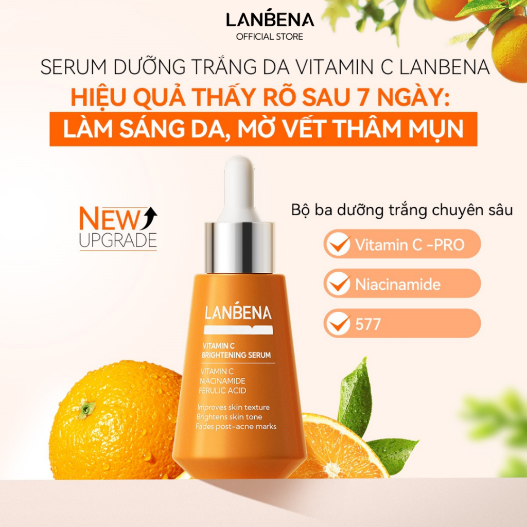 [Mua 2 tặng 1] LANBENA  Tinh chất dưỡng sáng da (15ml)- Serum dưỡng trắng da vitamin c niacinamide kết hợp Tinh Skincare