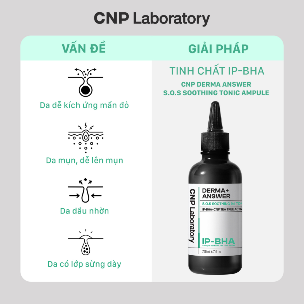 Tinh chất tẩy tế bào chết dịu nhẹ CNP Laboratory Derma Answer SOS Soothing Tonic Ampule (IP-BHA)