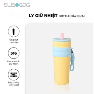SUBOGDG Bình Giữ Nhiệt Bottle Có Dây Quai Tiện Lợi, Giữ Nhiệt 12 Tiếng, Chất Liệu Cao Cấp An Toàn Có Nắp Chặn Bụi Bẩn