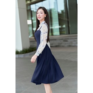 [LAMER X VÕ HÀ LINH] Đầm Yếm Dáng Xoè Xếp Ly Liền Áo LAMER O63L25Q004