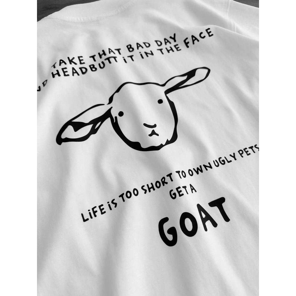 Áo thun trắng Goat Tee 100% cotton co giãn thấm hút mồ hôi 40-100kg form suông Unisex Basetee