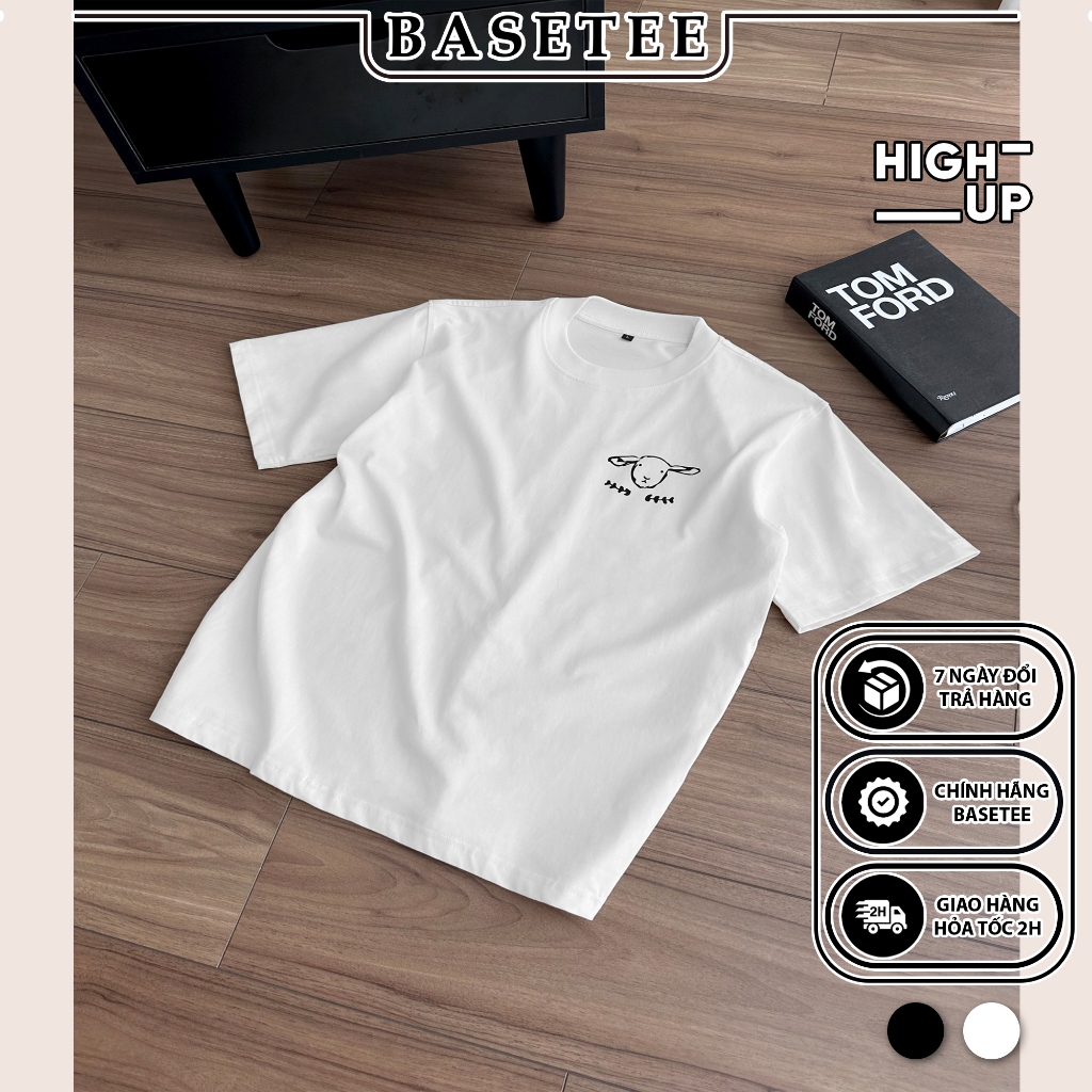 Áo thun trắng Goat Tee 100% cotton co giãn thấm hút mồ hôi 40-100kg form suông Unisex Basetee