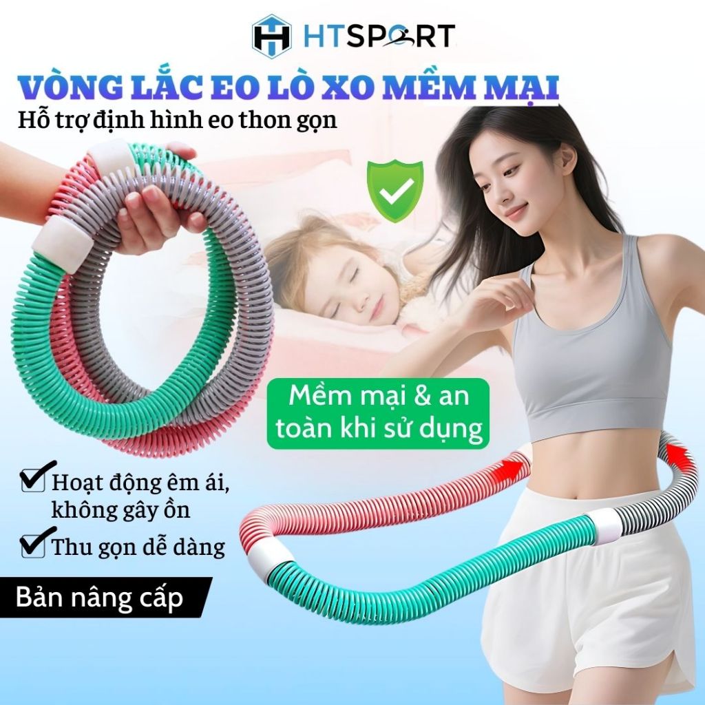 Vòng Lắc Eo Lò Xo Bọc Nhựa Mềm, Dụng Cụ Massage Giảm Bụng Mỡ Eo Thon Tập Thể Dục Gym Yoga Tại Nhà