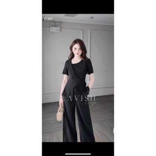 Set Áo Cổ Lệch Eo Chéo Vạt & Quần Ống Suông Công Sở Thanh Lịch Chất Liệu Cao Cấp Lavish Design - S1164