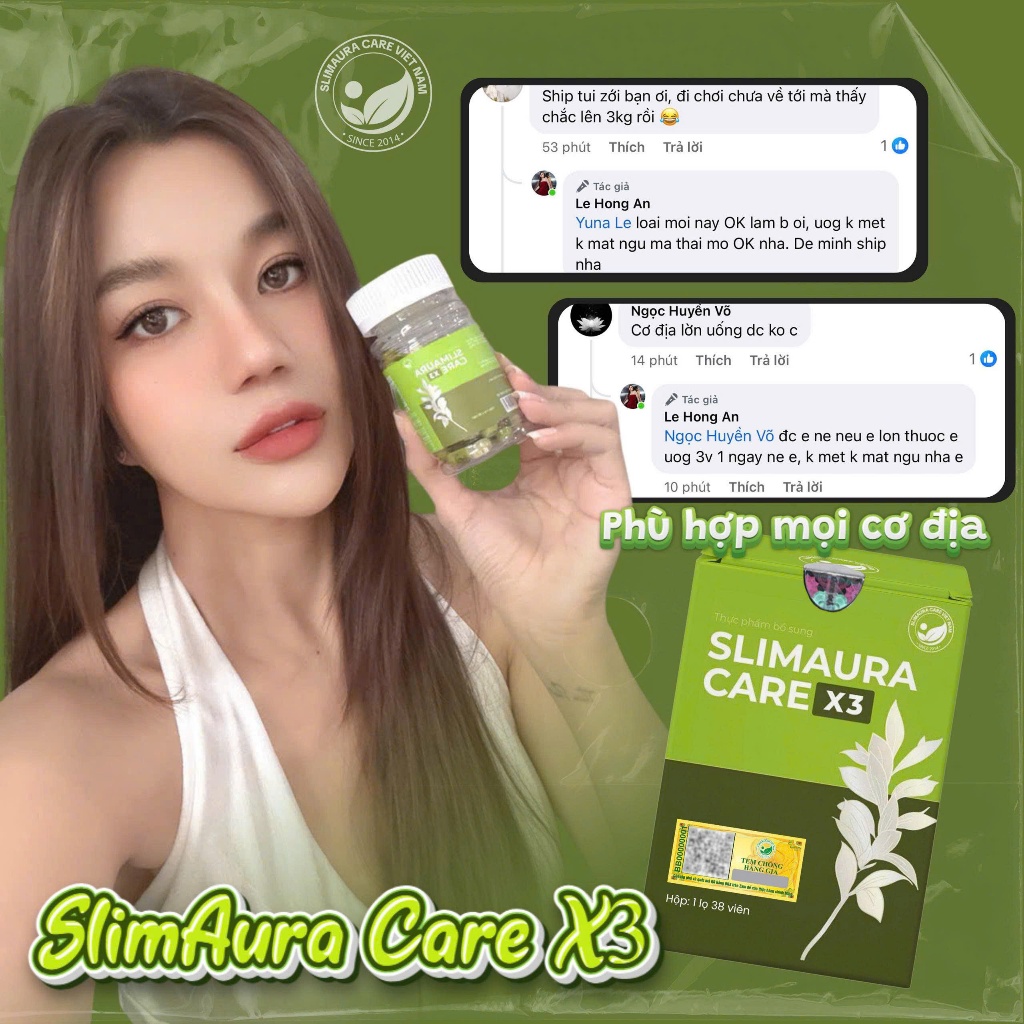 Giảm Cân Slimming Care X3 Viên Uống Thảo Mộc An Toàn Chính Hãng Hộp 38 Viên Mẫu Mới